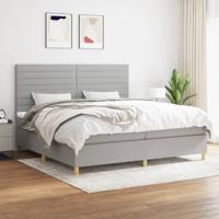 Boxspring met matras stof lichtgrijs 200x200 cm