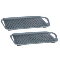 2x stuks dienbladen/serveerbladen antislip rechthoekig 45 x 32 cm grijs