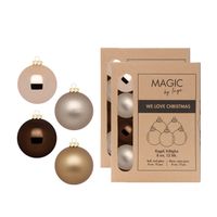 Kerstballen - 24x stuks - bruin tinten - elegant lounge - glas - 8 cm - thumbnail