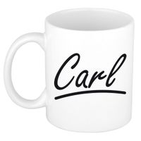 Naam cadeau mok / beker Carl met sierlijke letters 300 ml - thumbnail