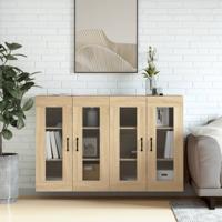 Hangkasten 2 st bewerkt hout sonoma eikenkleurig