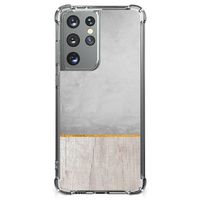 Samsung Galaxy S21 Ultra Stevig Telefoonhoesje Wood Concrete - thumbnail