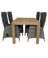 Alberto teak tuintafel 160 met Qopps Manhattan verstelbare tuinstoel