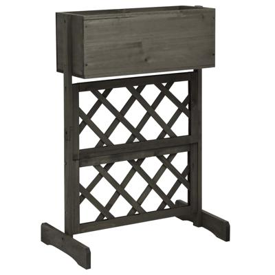 Latwerkplantenbak 45x30x74 cm massief vurenhout grijs