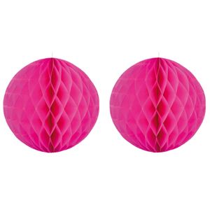 Set van 5x stuks decoratie bollen/ballen/honeycombs fuchsia roze 50 cm
