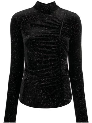 Patrizia Pepe t-shirt en velours à détails de paillettes - Noir