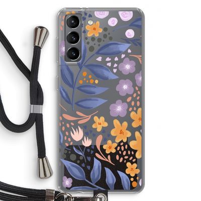 Flowers with blue leaves: Samsung Galaxy S21 Transparant Hoesje met koord