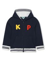 Kenzo Kids hoodie zippé à logo intarsia - Bleu - thumbnail