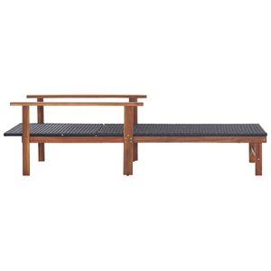 The Living Store Poly Rattan Ligbed - Zwart - 200 x 55 x 56 cm - Met Armleuning