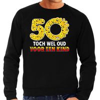Funny emoticon sweater 50 Toch wel oud voor een kind zwart heren 2XL (56)  -
