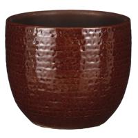 Mica Decorations Plantenpot - terracotta - kastanje bruin - D14/H12cm   -