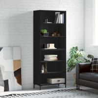 Hoge kast 69,5x32,5x180 cm bewerkt hout zwart