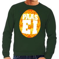 Paas sweater groen met oranje ei voor heren - thumbnail