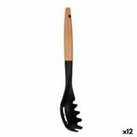 Pastalepel Zwart Natuurlijk Hout 6 x 33,5 x 6 cm (12 Stuks)