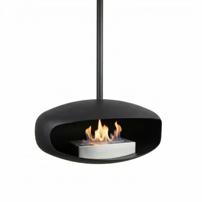 UFO-60 plafond-hangende (zwart) | Hein & Haugaard | Plafond bio-ethanol haard | Zwart