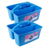 2x stuks blauwe opbergbox/opbergdoos mand met handvat 6 liter kunststof - thumbnail