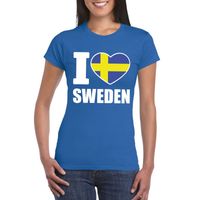 Blauw I love Zweden fan shirt dames