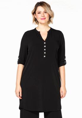 Yoek Tunic star buttons | Zwart | Maat 54/56