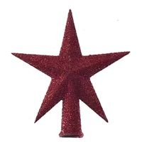 Mini kerstboompiek rood glitter 12 cm   -