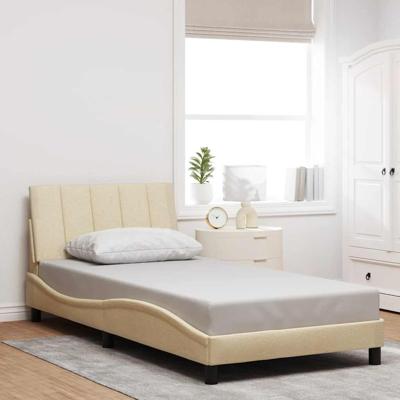Bedframe zonder matras "Hanko" 100x200 cm stof crèmekleurig