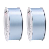 Cadeaulint Satijn - 2x - 4 cm x 25 meter - lichtblauw - cadeaus inpakken - sierlint
