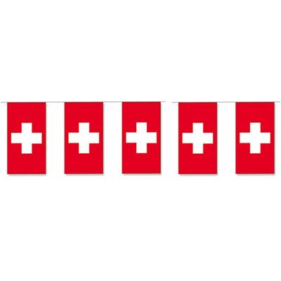 Slinger vlaggetjes Zwitserland - papier - 400 cm - Zwitsers vlag - Landen feestartikelen/Versiering