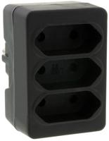 Randaarde stekkeradapter 3 x euro zwart - 6175909