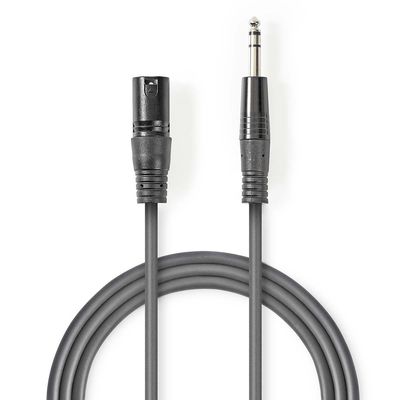 Nedis Gebalanceerde Audiokabel | XLR 3-Pins Male naar 6,35 mm Male | 5 m | 1 stuks - COTH15100GY50 COTH15100GY50