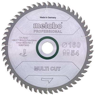Metabo Cirkelzaagblad Multi Cut - Professional | 165 x 20 | Z54 FZ/TZ 5° - 628293000