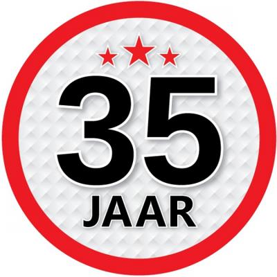 35 jaar leeftijd sticker - rond - Dia 15 cm - 35 jaar verjaardag - jubileum - leeftijd versiering