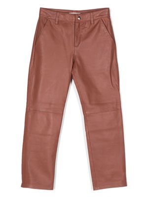 Chloé Kids pantalon en cuir à motif brodé - Rouge