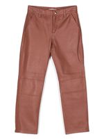 Chloé Kids pantalon en cuir à motif brodé - Rouge