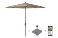 Platinum Riva stokparasol 2,5 m. rond - Taupe met voet en hoes - thumbnail