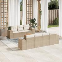 8-delige Loungeset met kussens poly rattan beige