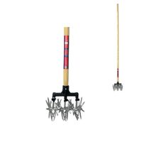 Synx Tools Rolcultivator 21 cm - Bodembewerkers - gazonmest - gazonbeluchter - hark - met steel 150cm - thumbnail
