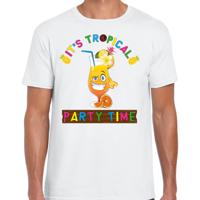 Tropical party T-shirt voor heren - party time - wit - carnaval - tropisch themafeest