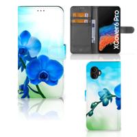 Samsung Galaxy Xcover 6 Pro Hoesje Orchidee Blauw - Cadeau voor je Moeder Samsung Galaxy Xcover 6 Pro Hoesje Orchidee Blauw - Cadeau voor je Moeder