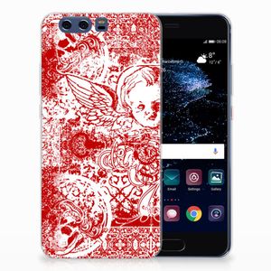 Silicone Back Case Huawei P10 Plus Angel Skull Rood