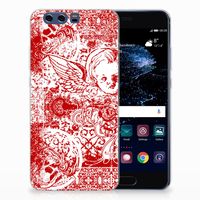 Silicone Back Case Huawei P10 Plus Angel Skull Rood