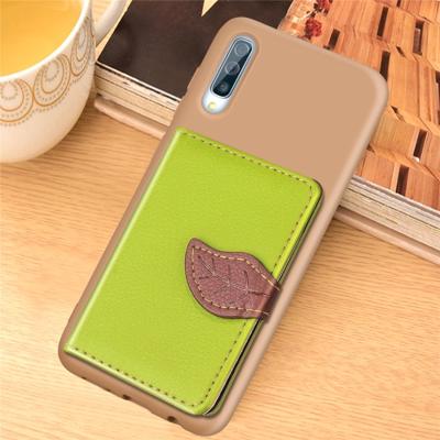 Litchi patroon kaart tas portemonnee beugel + TPU telefoon geval met kaartsleuf portemonnee beugel functie voor Samsung A70 (groen)