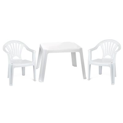Tuinstoelen en tafel set voor kinderen - kunststof - wit - met 2x stoelen - buiten/binnen