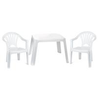 Tuinstoelen en tafel set voor kinderen - kunststof - wit - met 2x stoelen - buiten/binnen