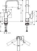 Wastafelmengkraan Metropol HansGrohe Eengreeps 230 met Rechte Greep en Push-Open Afvoer Chroom - thumbnail