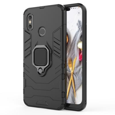 PC + TPU schokbestendige beschermhoes met magnetische ringhouder voor Xiaomi Mi 8(Black)