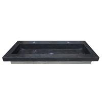 Wastafel Aquasplash Stone 120x46 cm met 2 Kraangaten Hardsteen Zwart Aquasplash