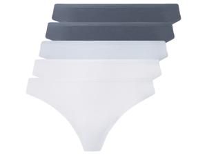 esmara 5 dames strings (Blauw/wit, XS (32/34))