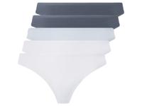 esmara 5 dames strings (Blauw/wit, XS (32/34))