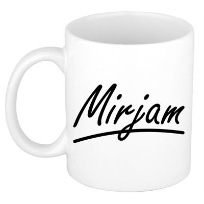 Mirjam Naam koffiemok - beker - met sierlijke letters - wit - 300 ml - Cadeau - Dames