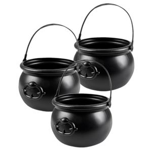 Set van 3x stuks heksenketels/kookpotten zwart kunststof 18 x 14 cm