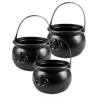 Set van 3x stuks heksenketels/kookpotten zwart kunststof 18 x 14 cm
